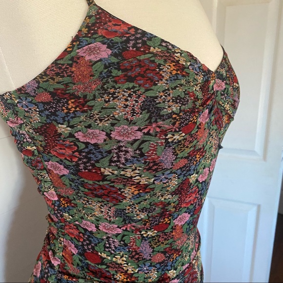 Lulu’s Floral Ruched Ruffle Spaghetti Strap Dress - Picture 8 of 10